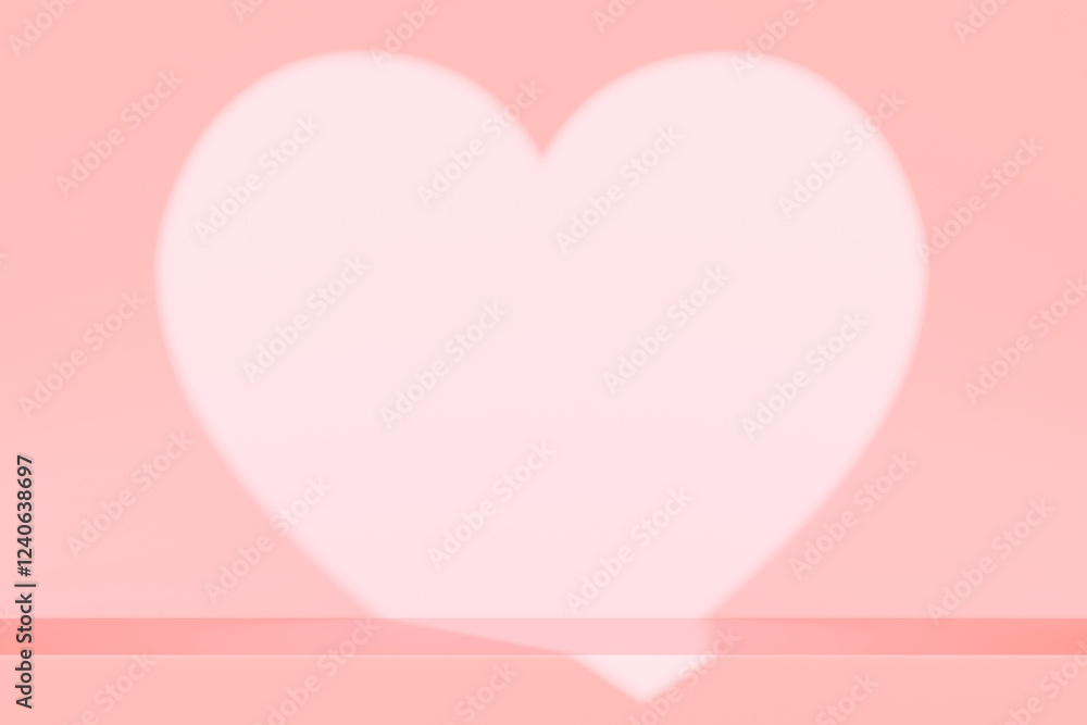 Empty pink background with a shadow from the heart. The layout of the stand for the product presentation. Festive pedestal for Valentine's Day, anniversary, wedding.Love and romance. Empty pink background with a shadow from the heart. The layout of the stand for the product presentation. Festive pedestal for Valentine's Day, anniversary, wedding.Love and romance.