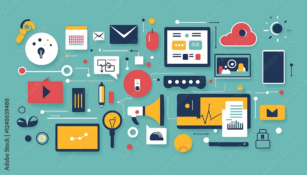 Technology background with integrated icons representing innovation and connectivity Technology background with integrated icons representing innovation and connectivity