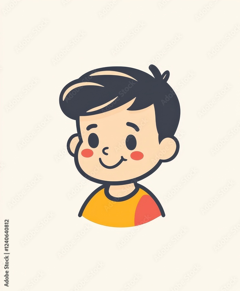 Cute Cartoon Character Portrait of a Cheerful Young Boy Smiling Cute Cartoon Character Portrait of a Cheerful Young Boy Smiling