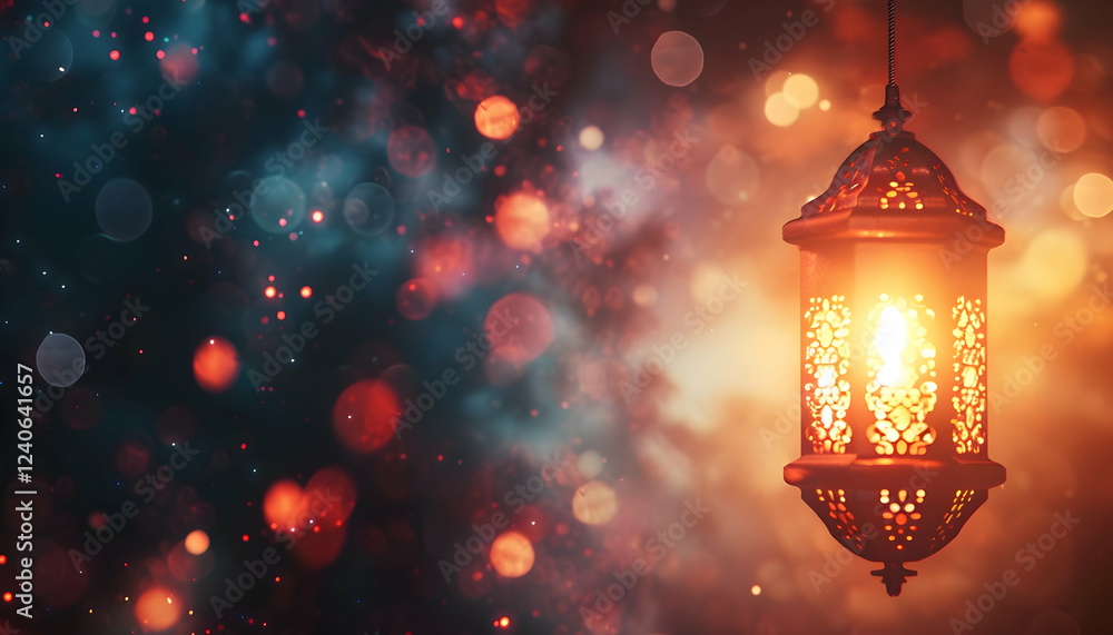 Ornate lantern glowing against a dreamy bokeh background, creating a warm ambiance Ornate lantern glowing against a dreamy bokeh background, creating a warm ambiance
