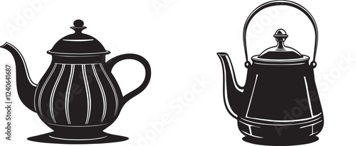 Tea pot silhouette vector style with white background.