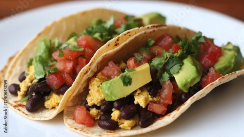 Two Vegetarian Tacos with Scrambled Tofu and Black Beans