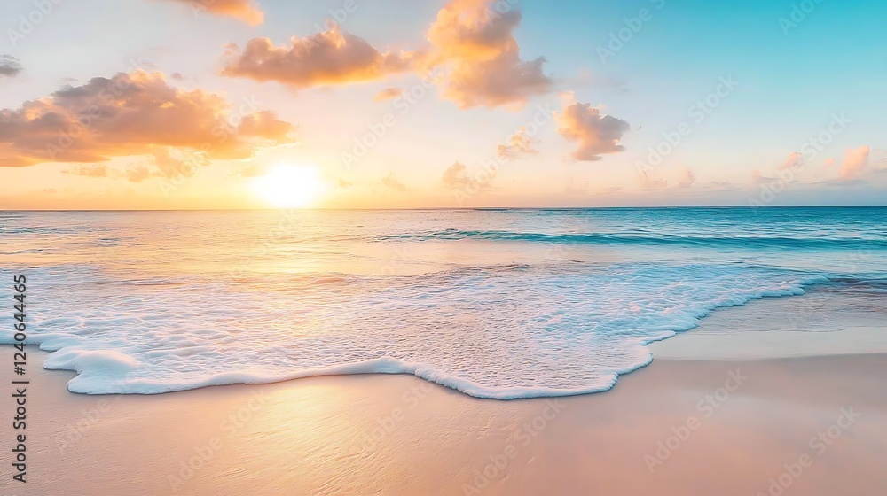 Serene Beach Sunset with Palm Trees Serene Beach Sunset with Palm Trees
