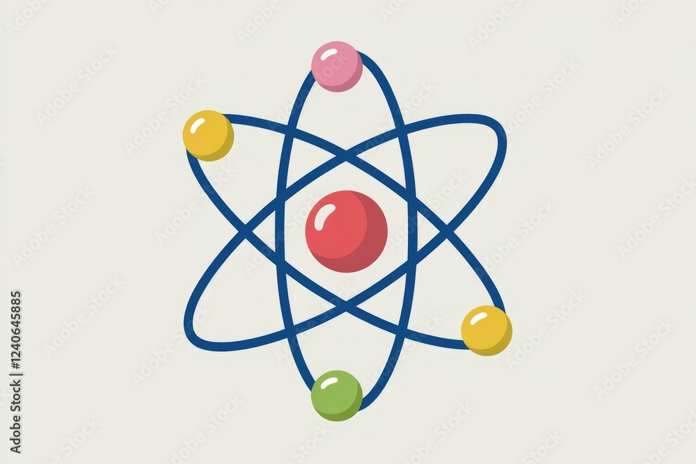 A simplified illustration of an atom, showcasing its nucleus and orbiting electrons. A simplified illustration of an atom, showcasing its nucleus and orbiting electrons.