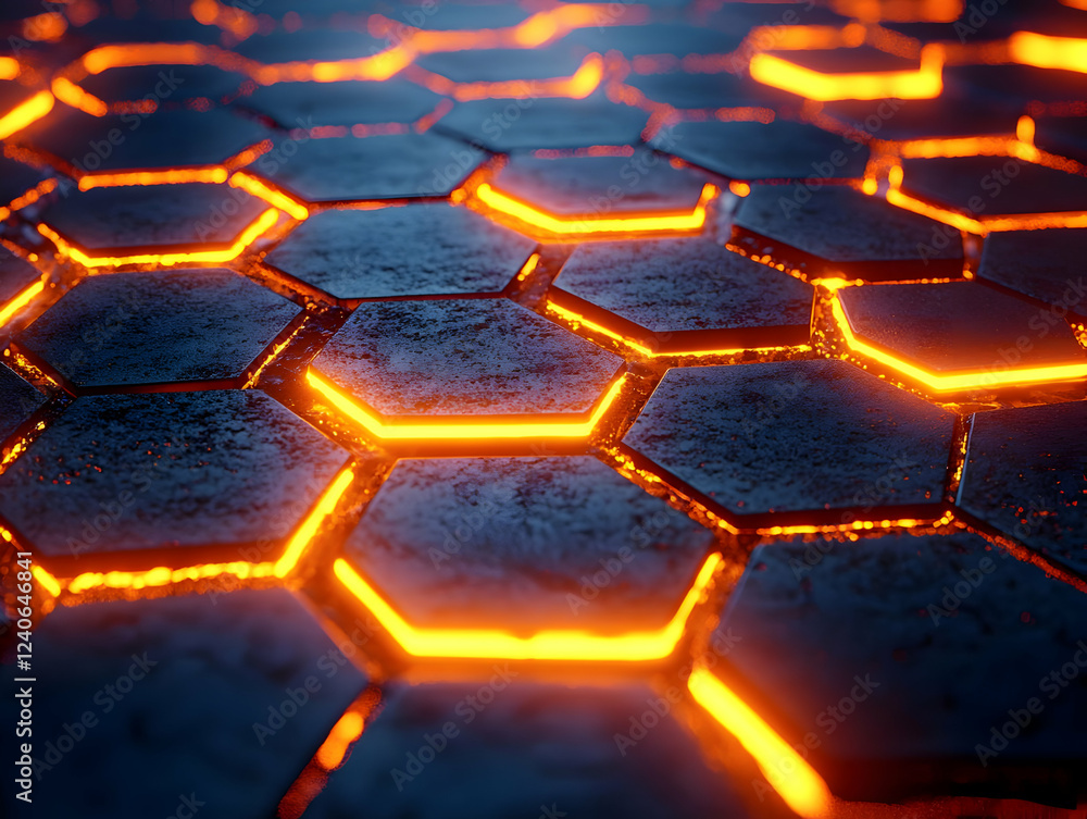 Glowing Hexagon Surface: Abstract 3D Render Glowing Hexagon Surface: Abstract 3D Render
