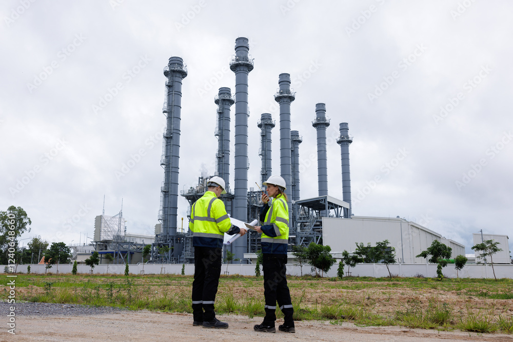 custom made wallpaper toronto digitalPetrochemical engineers teamwork working together at petroleum oil refinery industry area.