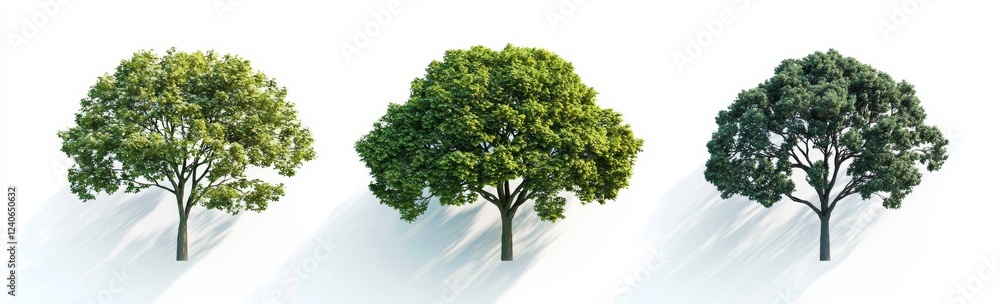 A Cinnamomum camphora tree seen from a top-down perspective, isolated with a transparent background, 3D rendering A Cinnamomum camphora tree seen from a top-down perspective, isolated with a transparent background, 3D rendering