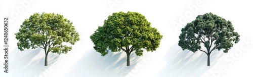 A Cinnamomum camphora tree seen from a top-down perspective, isolated with a transparent background, 3D rendering photo