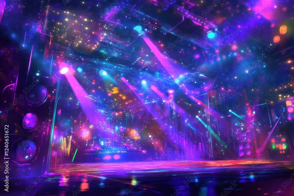Fototapeta premium Neon stage lights concert vibrant energy