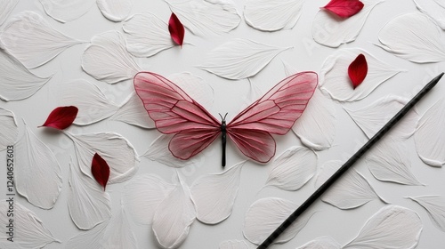 Tiny fairy wings and wands on white background photo