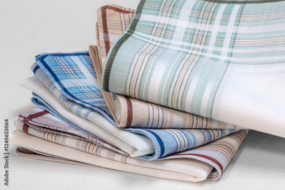 Set of vintage stripped handkerchiefs for men.