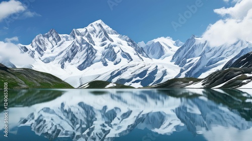 Wallpaper Mural Majestic snow capped mountains reflected in a serene lake Torontodigital.ca