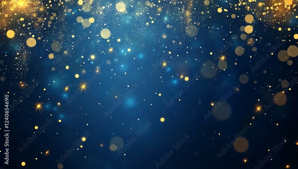 Abstract dark blue and gold particle background, Christmas golden light bokeh, festive holiday concept. Abstract dark blue and gold particle background, Christmas golden light bokeh, festive holiday concept.