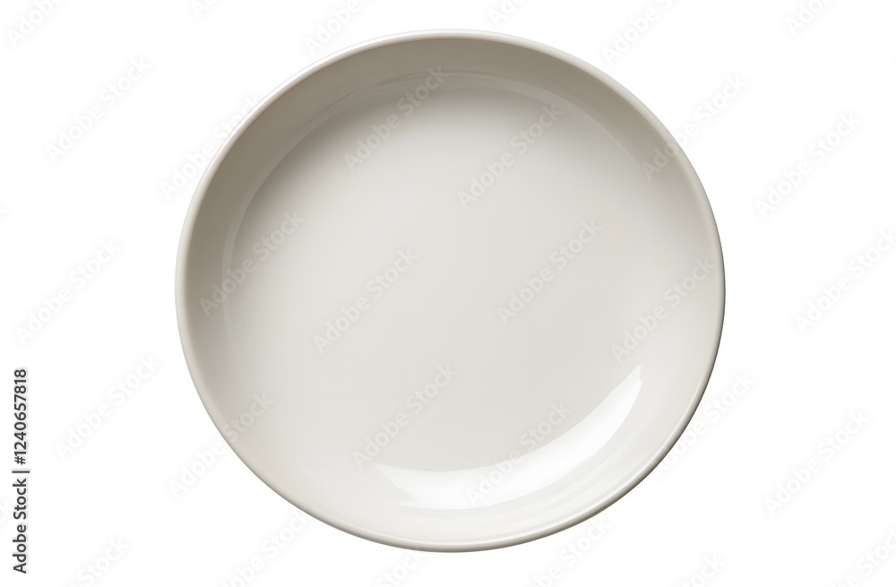 A single off white round ceramic plate A single off white round ceramic plate