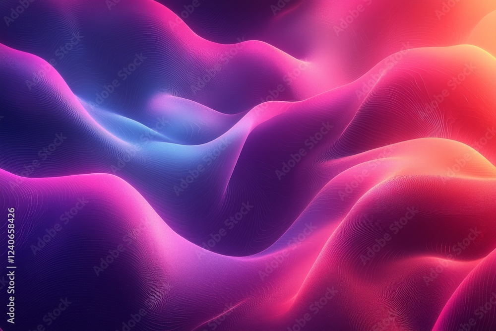 Fototapeta premium Abstract neon geometric lines design element with a colorful horizontal striped background. 3D illustration created by AI