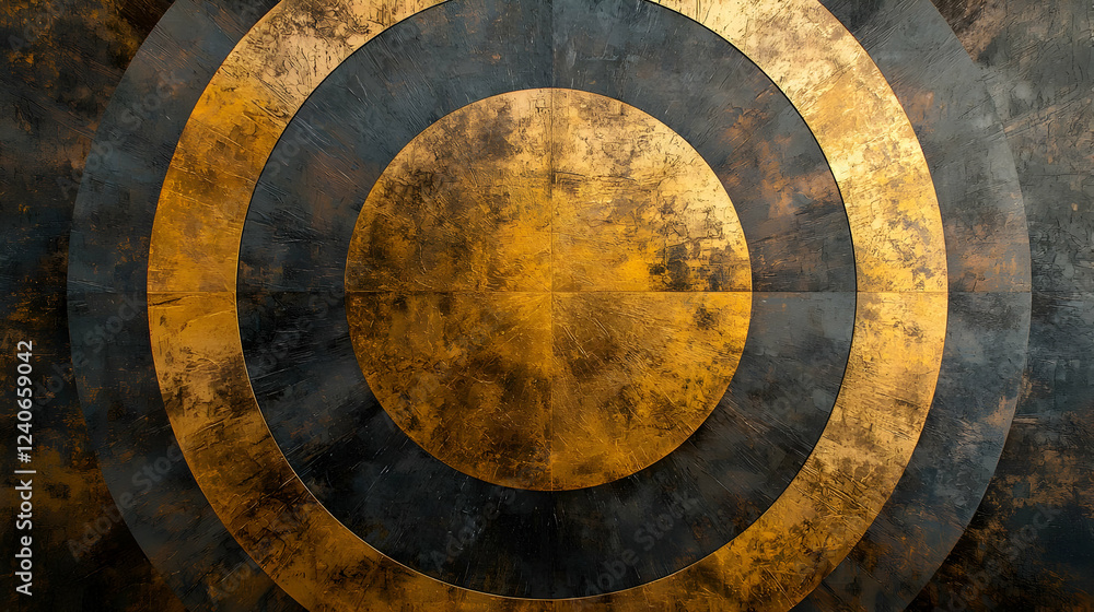 Abstract Gold & Black Concentric Circles Art Abstract Gold & Black Concentric Circles Art