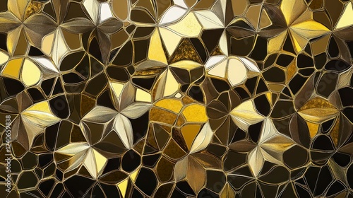 Stunning Gold Geometric Mosaic Art: A Visual Feast of Intricate Patterns and Shapes