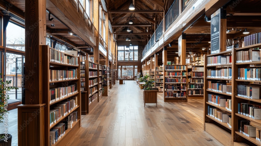 Fototapeta premium Exploring nostalgia in an old-fashioned bookstore cozy reading corners wooden shelves leatherbound books inviting atmosphere