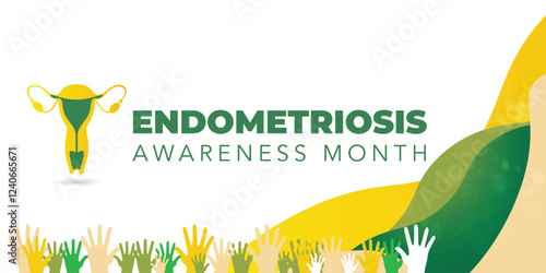 Endometriosis awareness month is observed every year in March, is a painful condition where endometrial tissue grows outside the uterus. Vector illustration