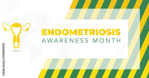 Endometriosis awareness month is observed every year in March, is a painful condition where endometrial tissue grows outside the uterus. Vector illustration
