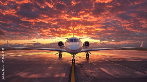 A majestic jetliner elegantly poised on the airport runway. photo