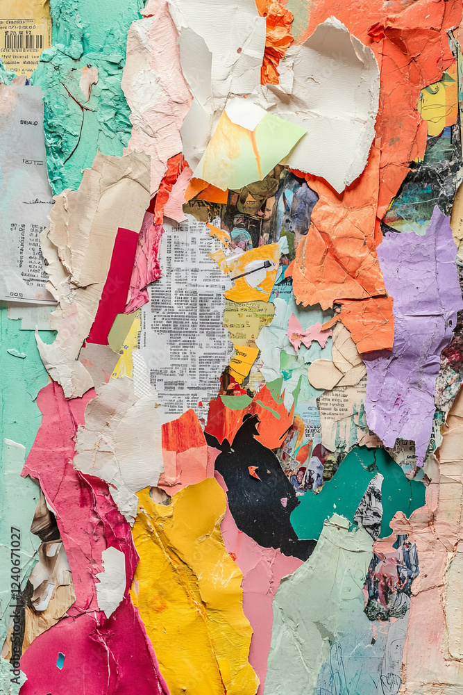 Fototapeta premium Creative mixed media collage showcasing vibrant textures and colors for artistic expression