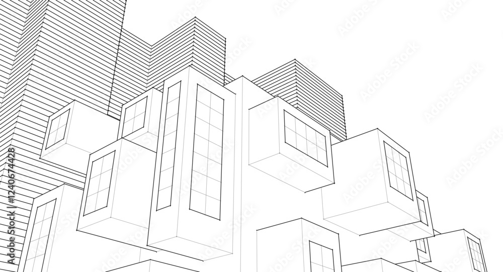 Fototapeta premium abstract modern architecture 3d illustration