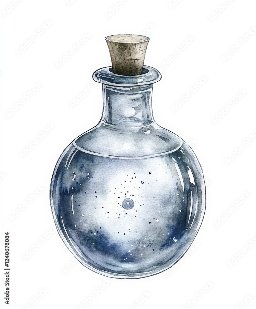 Glass Bottle with Cork Filled with Magical Liquid and Stars Glass Bottle with Cork Filled with Magical Liquid and Stars