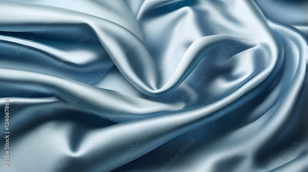 Fototapeta premium Luxurious Blue Satin Fabric with Smooth and Elegant Folds.