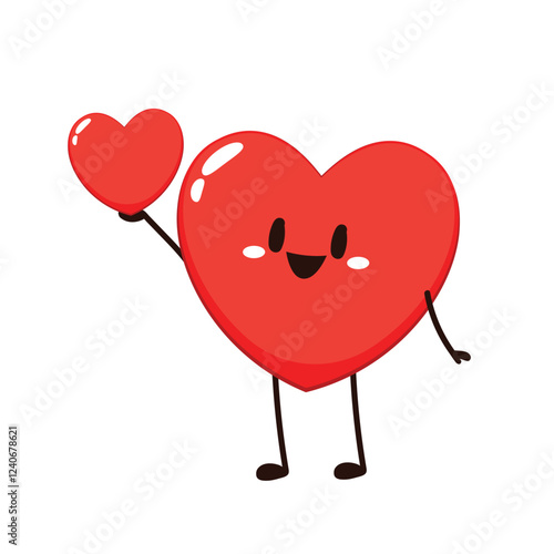 Red cute heart character. Romantic flat style Valentine's Day illustrations to express feelings of love.