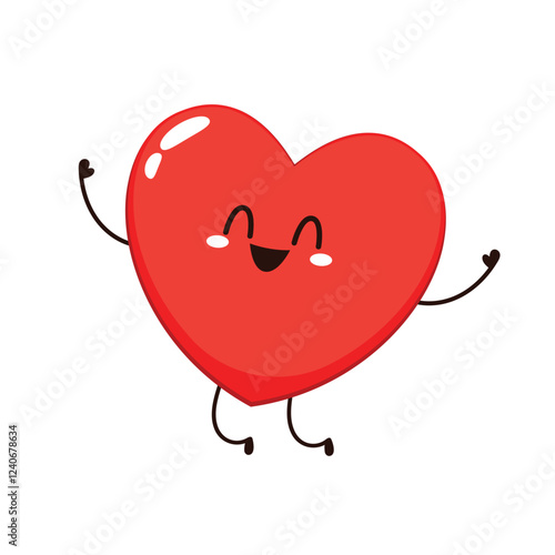 Red cute heart character. Romantic flat style Valentine's Day illustrations to express feelings of love.