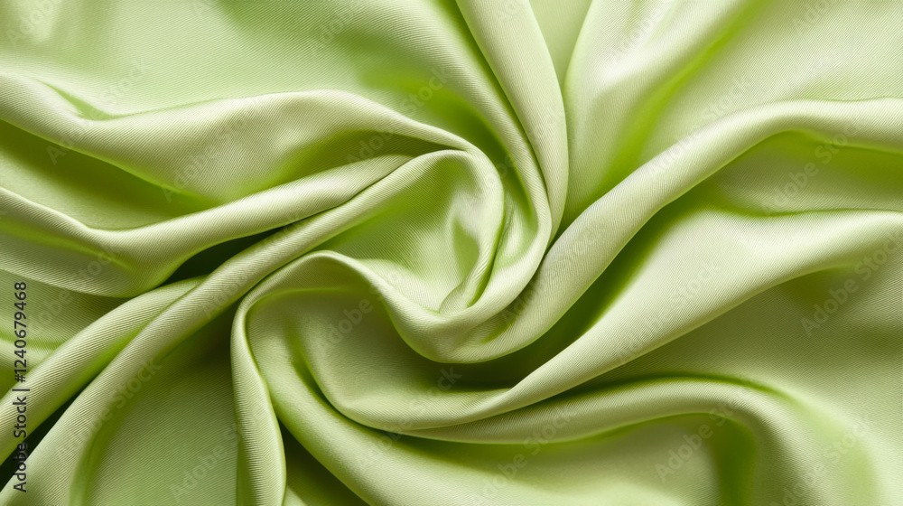 Light green satin fabric draped in elegant folds showcasing a smooth texture and soft sheen suitable for fashion and decor Light green satin fabric draped in elegant folds showcasing a smooth texture and soft sheen suitable for fashion and decor