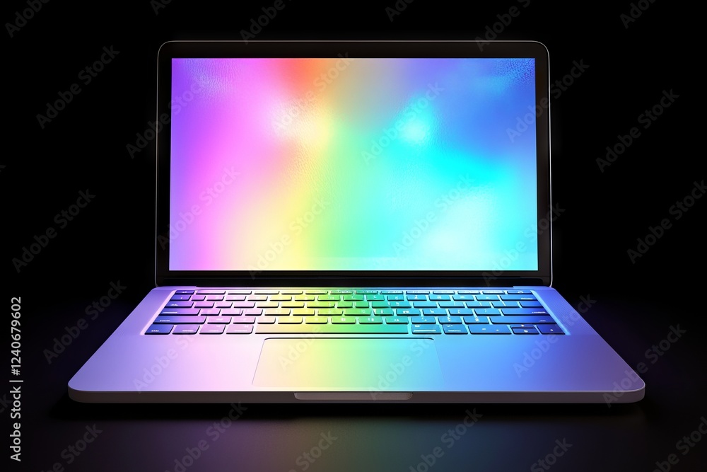A glowing laptop screen in a dark room, symbolizing technology. A glowing laptop screen in a dark room, symbolizing technology.