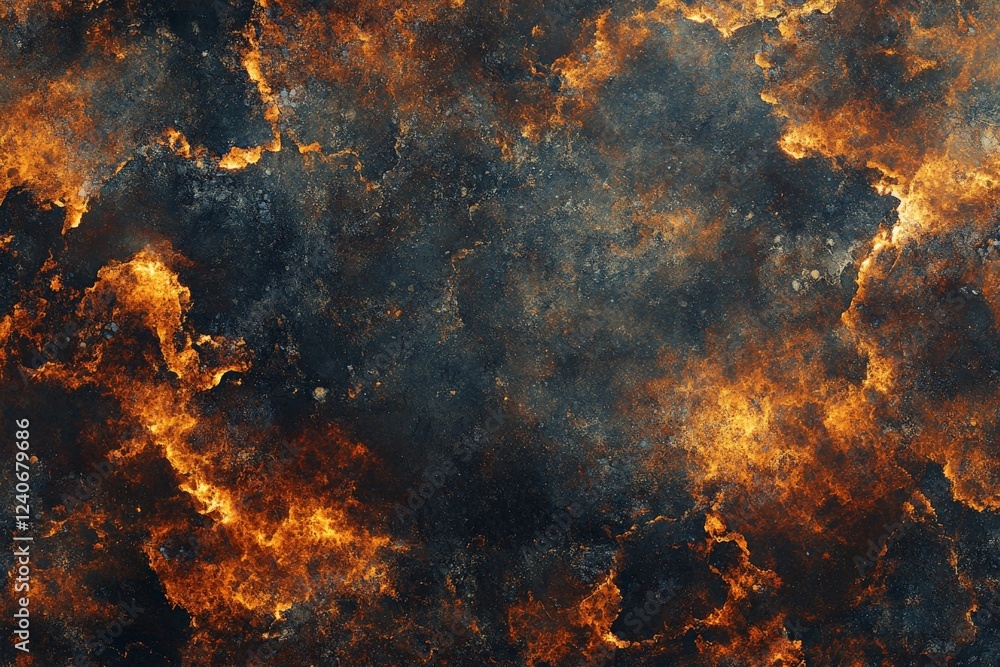 Abstract background with fiery orange and dark textures resembling an explosion or volcanic activity Abstract background with fiery orange and dark textures resembling an explosion or volcanic activity