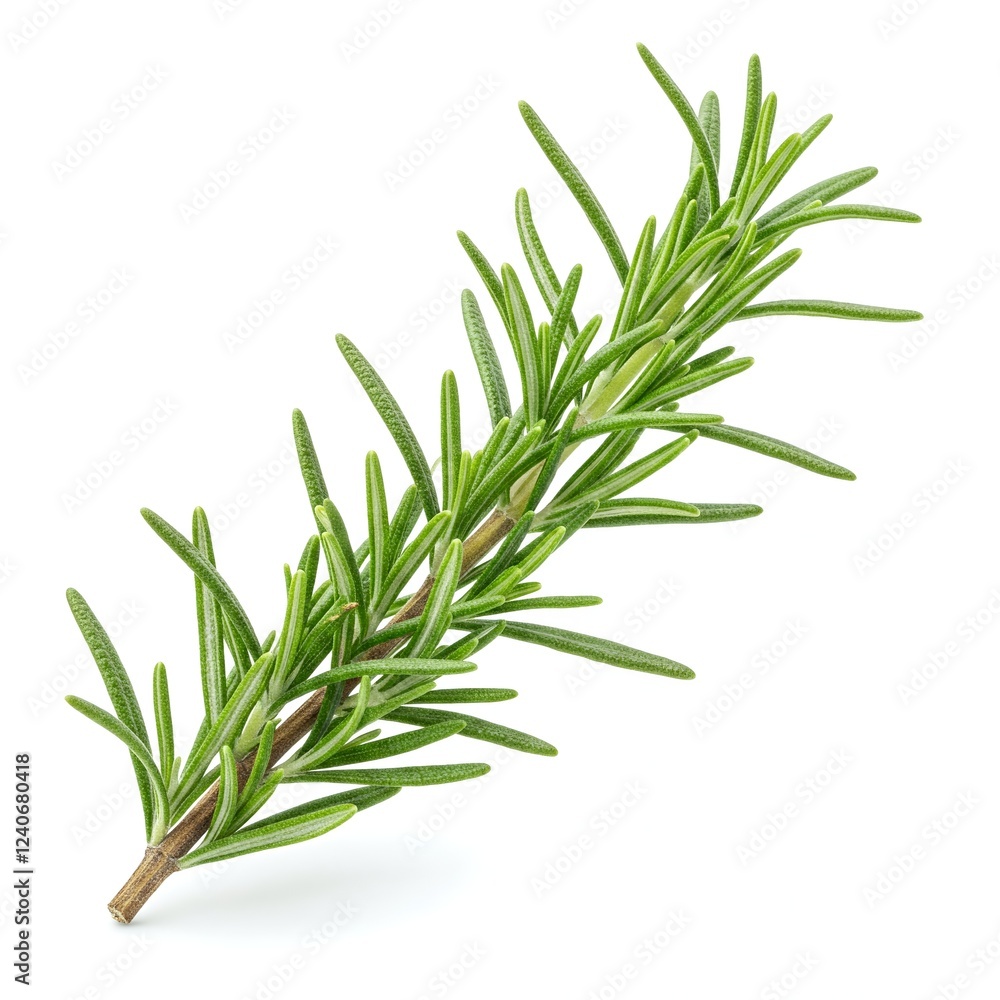 A sprig of rosemary isolated on a white background. A sprig of rosemary isolated on a white background.