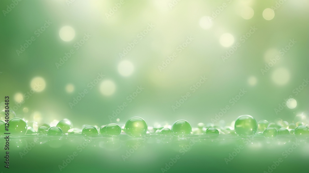 Obraz premium Dreamy green bokeh background with smooth gradient light, creating a fresh, natural ambiance. Perfect for soft focus and soft bacground