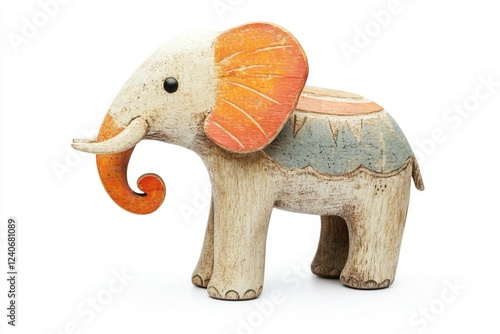 Hand-Painted Wooden Elephant Figurine photo