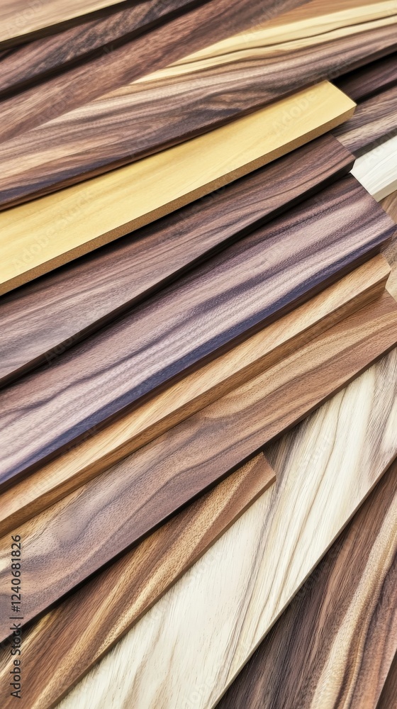 A close-up view of various wood planks, showcasing a spectrum of natural wood tones and grain patterns. Ideal for interior design inspiration and wood material selection. A close-up view of various wood planks, showcasing a spectrum of natural wood tones and grain patterns. Ideal for interior design inspiration and wood material selection.