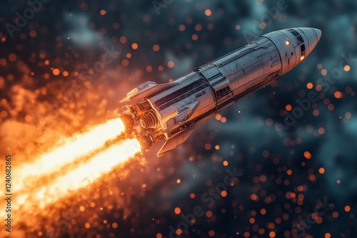 Wallpaper Mural Rocket launch with fiery exhaust during a dramatic nighttime ascent into the atmosphere Torontodigital.ca