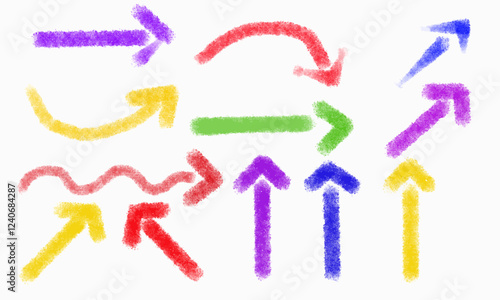 Collection of Arrows in Different Colors and Directions - Chalk