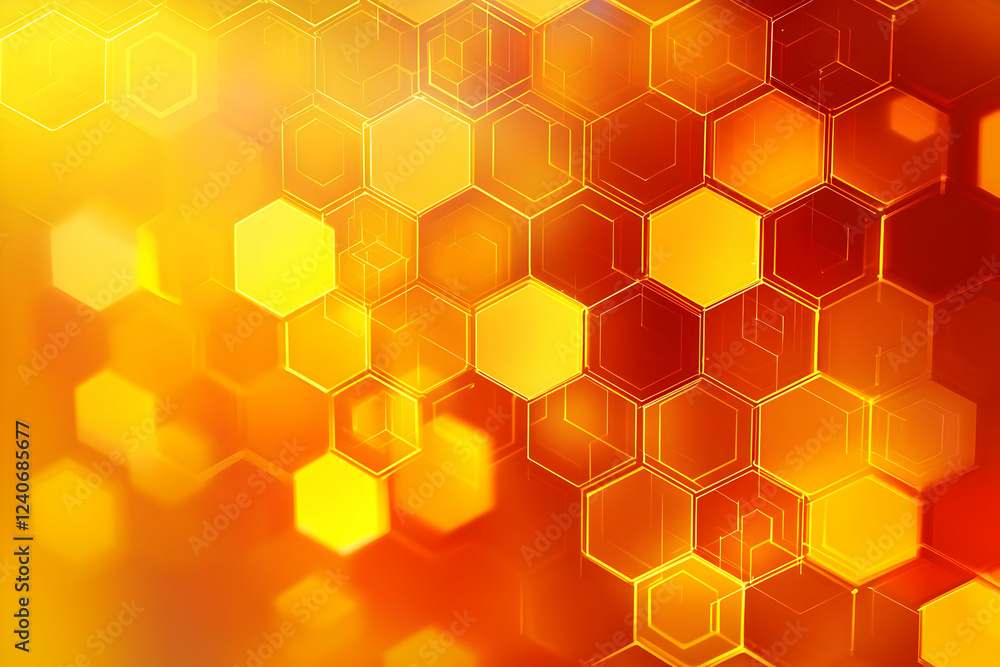 Abstract Hexagon Network: Bright Orange Design Abstract Hexagon Network: Bright Orange Design
