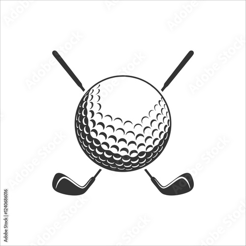 Golf Clubs logo with ball and crossed golf sticks