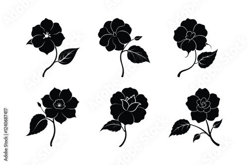 Begonia (Begonia spp.) silhouette vector illustration