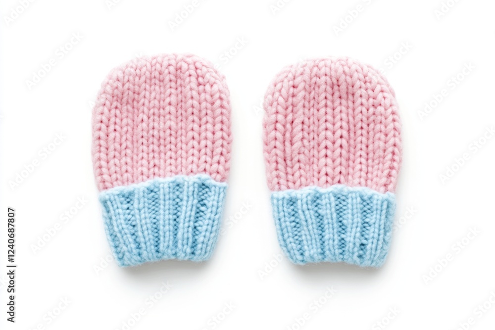 Adorable Knitted Baby Gloves in Pink and Blue