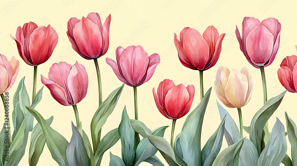 Pink Tulips Bloom Beautifully Outdoors Pink Tulips Bloom Beautifully Outdoors
