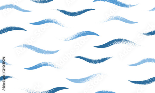 Seamless wave pattern. Wavy grunge brush stroke. Hand drawn water sea  vector background.