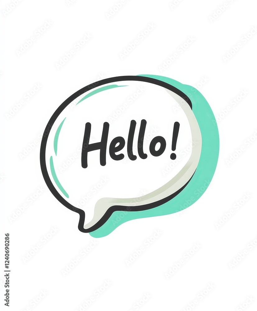 Cartoon Speech Bubble with the Word Hello in Bright Colors Cartoon Speech Bubble with the Word Hello in Bright Colors
