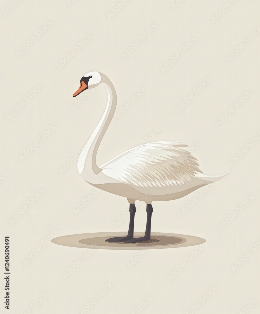 Fototapeta premium Elegant White Swan Standing Gracefully on Soft Background