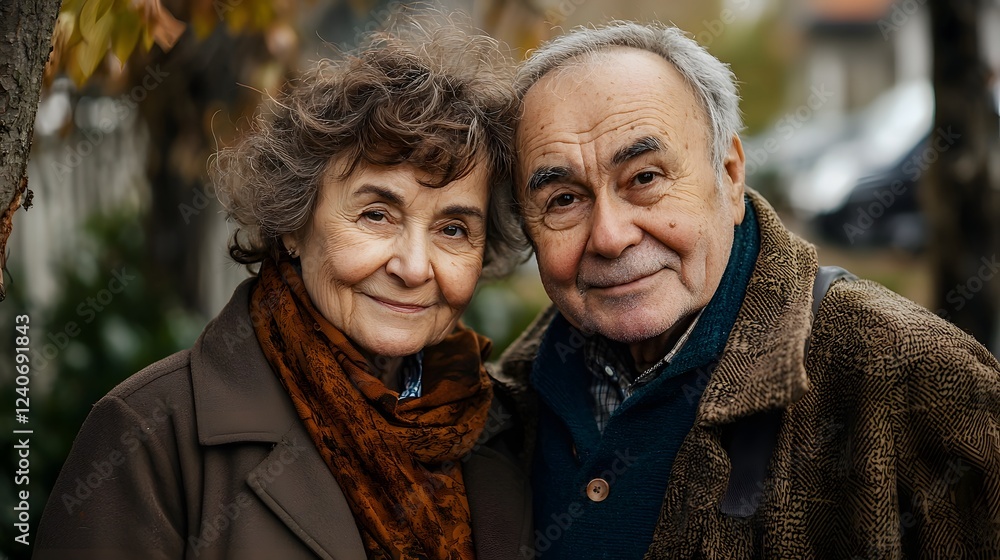 Affectionate Senior Couple Smiling Together in a Garden Affectionate Senior Couple Smiling Together in a Garden