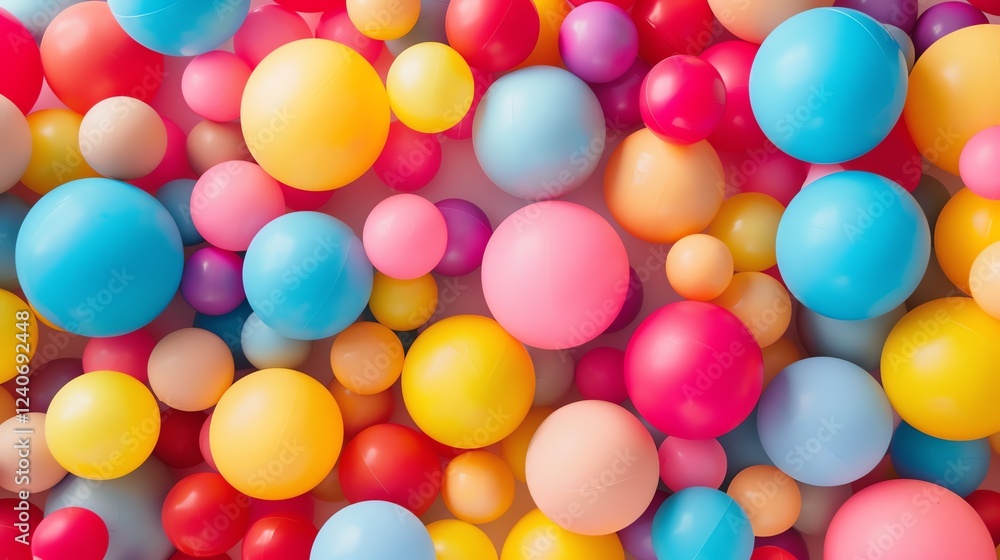 A vibrant and playful background of colorful balls. The balls are of various sizes and colors, and they are all arranged in a random pattern. A vibrant and playful background of colorful balls. The balls are of various sizes and colors, and they are all arranged in a random pattern.